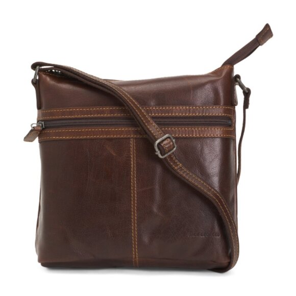 JACK GEORGES Unisex Buffalo Leather Voyager City Crossbody - Picture 1 of 3